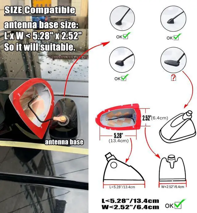 Alt view image 5 of 5 - Car roof Antenna Replacement Shark fin Cover Accessories for Toyota Prius(2010-2015), Matrix(2009-2013). (Advanced Style, Black)