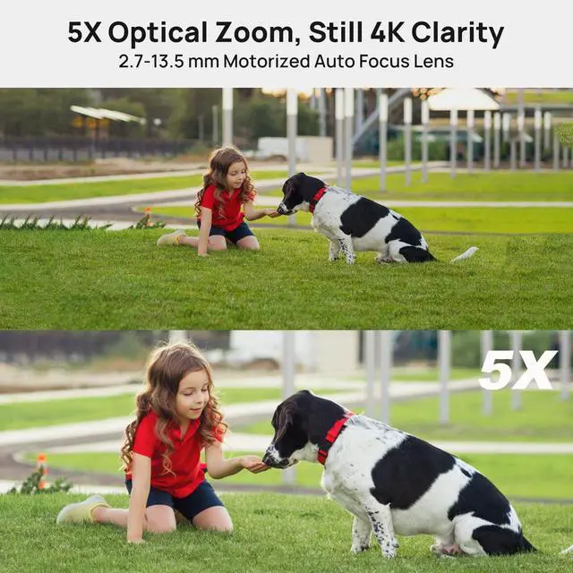 Alt view image 3 of 5 - PANOEAGLE 4K 8MP Dome PTZ Camera Outdoor, 2.7~13.5mm Motorized Lens with 5X Optical Zoom,AI Motion Detection, Two Way AudioIR Night Vision, 512GB SD Slot, IP67,Compatible with Uniview, Blue Iris