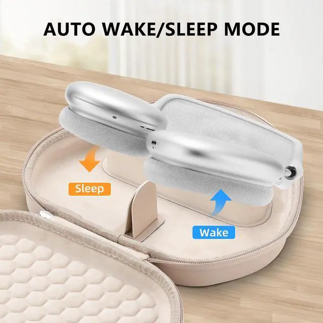 Alt view image 2 of 5 - for Apple AirPods Max Case, Smart Case Cover with Sleep Mode,with Silicone Ear Pad Covers/Ear Cups/Headband Cover,Hard Organizer Portable Carry Travel Covers Storage Bag,Flesh