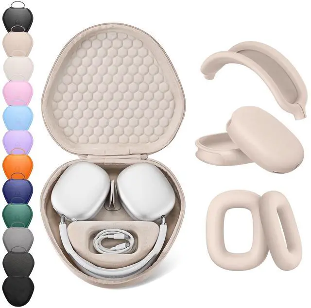 Main image of for Apple AirPods Max Case, Smart Case Cover with Sleep Mode,with Silicone Ear Pad Covers/Ear Cups/Headband Cover,Hard Organizer Portable Carry Travel Covers Storage Bag,Flesh