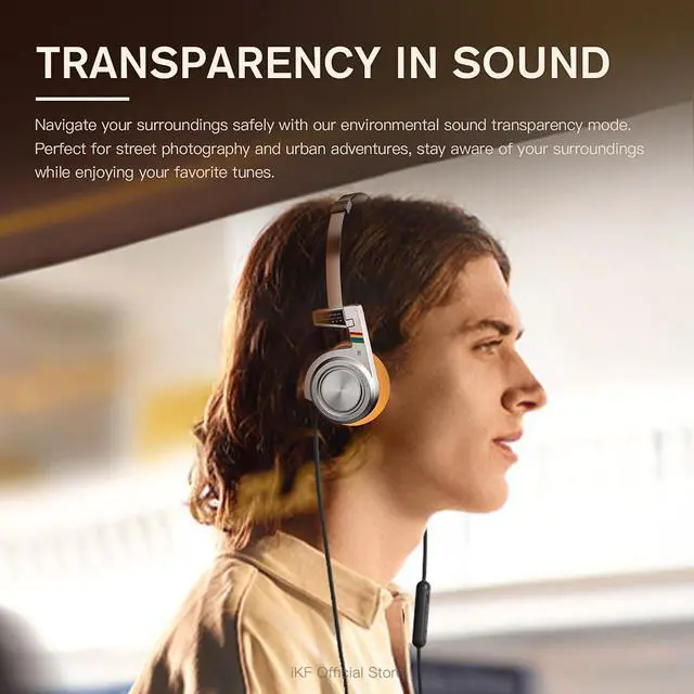 Alt view image 4 of 5 - iKF R3 Classic Retro Bluetooth Wireless Headphones (Not Wired) Foldable Lightweight Over-Ear, 60H Playtime, Built-in Mic, Inline Controls, 80s 90s Vintage Style, Silver