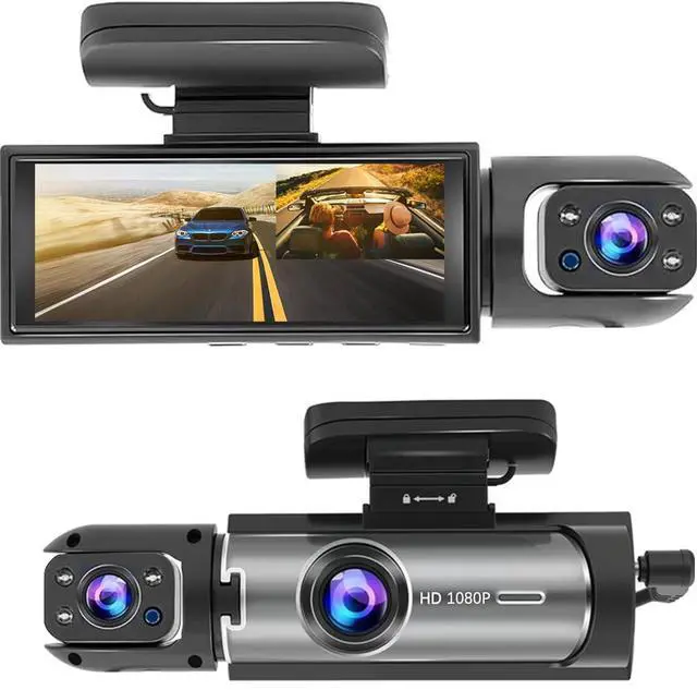 Main image of Dash Cam Front and Inside, 1080P Dual Dash Cam for Car, 3.16 Inch IPS Screen Driving Recorder with IR Night Vision, Loop Recording, Wide Angle Lens, 24H Parking Traffic Recorder