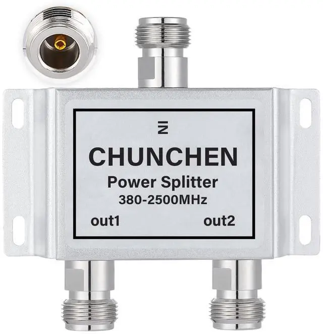 Main image of CHUNCHEN 2 Way N Female Connector Power Splitter 50 Ohm Signal Splitter 380MHz-2500MHz Cable Signal Splitter 1 Input 2 Output for Antenna Cable