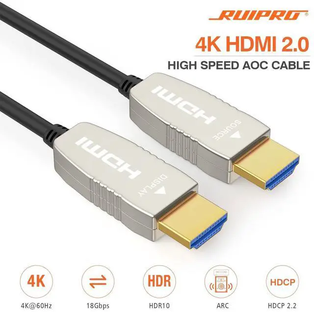 Alt view image 2 of 5 - RUIPRO 4K HDMI Fiber Optic Cable 40FT 18Gbps 4K@60Hz ARC HDR10 Ultra Slim Flexible HDMI 2.0b Cable