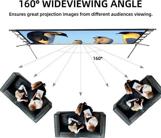 Alt view image 5 of 5 - lejiada Giant 150 inch Portable Projector Screen with Dual Stand, 4K HD Front/Rear Projection Movie Screen for Backyard Theaters and Camping, Foldable Anti-Crease Fabric with Carry Bag