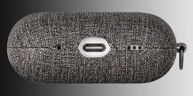 Alt view image 3 of 5 - LOPIE for AirPods Pro 2nd Generation Case (Not for 3rd Gen) - Canvas Style Vegan Leather - Protective Hard Shell Cover with Clip - Handmade for AirPods Pro 2 Case Cover - Gray