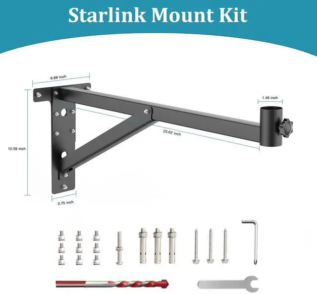 Alt view image 3 of 5 - 25inch Starlink Mounting Kit for V2,Starlink Wall Mount Compatible V2 Starlink,Made of Thickened and Durable Materials for Starlink Roof Bracket ,Starlink Pole Mount for Starlink Gen2(Mount Kit Large)