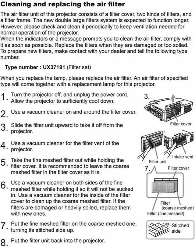 Alt view image 3 of 3 - AOERUOW UX37191 Replacement Projector Air Filter for HITACHI BZ-1,CP-A220N,CP-A221N,CP-A222NM,CP-A222WN,CP-A300N,CP-A352WNM,CP-AW2503,CP-AW2505,CP-AW250NM,CP-AW2519NM,CP-AW251N,CP-AW252NM,CP-AW252WNM
