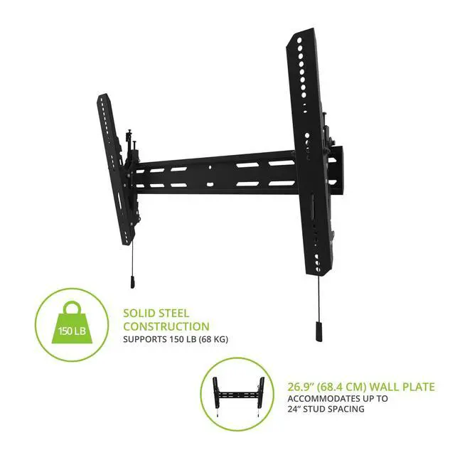 Alt view image 4 of 5 - Kanto PT300 Low Profile Tilting TV Mount for Most 40"-100" TVs - Supports TVs up to 150lbs - Sits 1.4 from the wall - Accommodates up to 24 Stud spacing - Max VESA 600x400