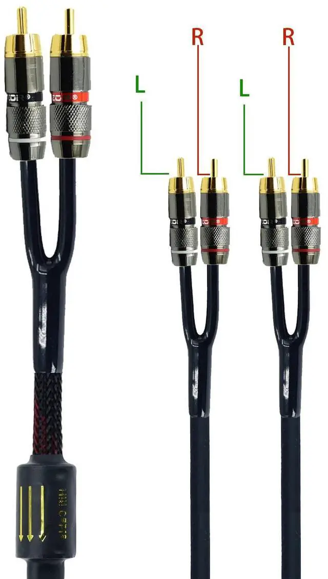 Alt view image 2 of 5 - Arklove 25ft Shielded RCA Plug Splitter Stereo Audio Video Cable 2 Male to 4 Male Dual Speaker Y Adapter Connector Extension Cord 24k Gold Plated 1 Input 2 Output
