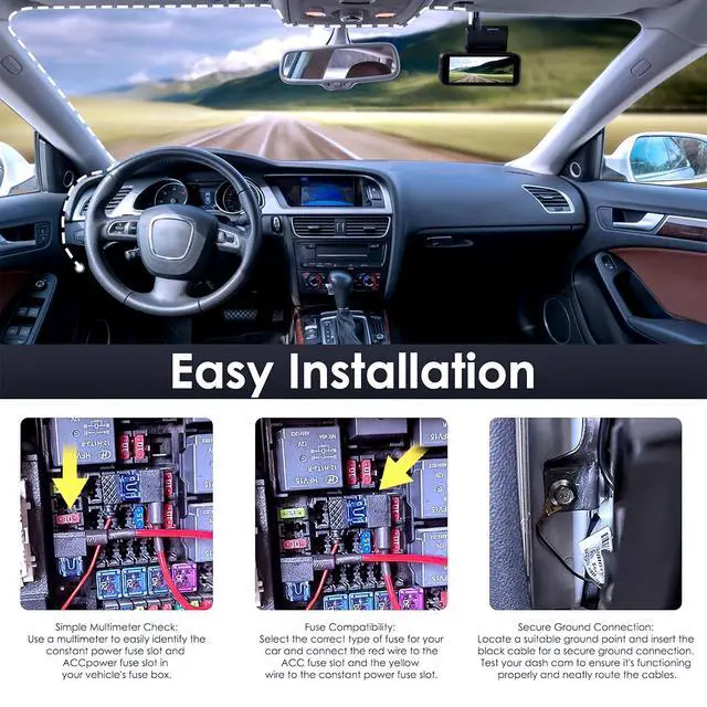 Alt view image 5 of 5 - Pelsee Dash Cam Hardwire Kit, Full Set Hard Wire Kit Fuse for P1 Pro, S3 Touch, P1DUO Dash Cam, 12V-24V to 5V Car Dash Camera Charger Power Cord, 4 Fuse Cable and Installation Tool