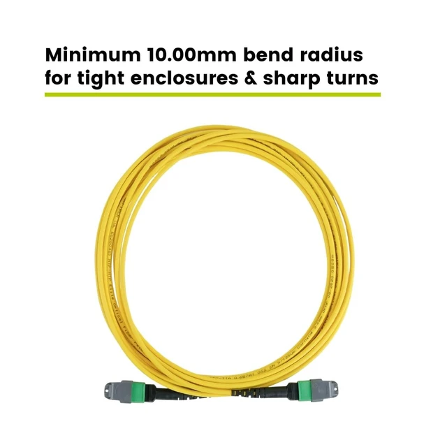 Alt view image 5 of 5 - TRUE CABLE MTP/MPO Elite APC OS2 Singlemode Fiber Cable, 1m (3.28ft), 12F Unpinned FemaleFemale, Type B Polarity, 9/125m, Plenum Rated (OFNP), UL Listed, QSFP+/QSFP28, 40/100/400G, Yellow, 1pc