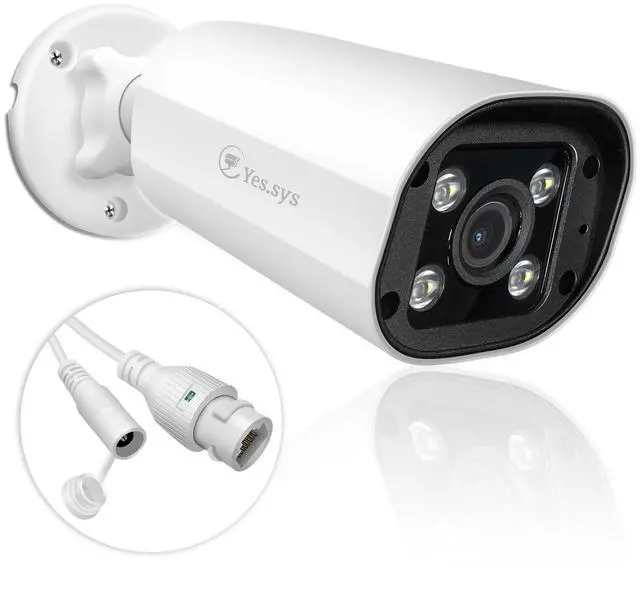 Main image of Eyessys 4MP 2.8mm Wide Angle Lens 1440P IP Bullet Security Camera Color Night Vision PoE with Microphone(Audio), 24/7 Full Time Smart Dual Light LED, Weatherproof IP66 Compatible with NVR/RTSP, White