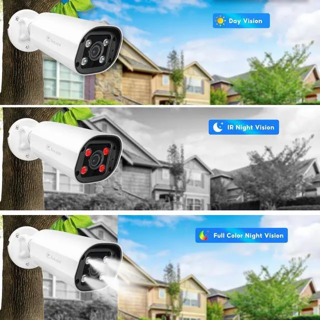 Alt view image 3 of 5 - Eyessys 4MP 2.8mm Wide Angle Lens 1440P IP Bullet Security Camera Color Night Vision PoE with Microphone(Audio), 24/7 Full Time Smart Dual Light LED, Weatherproof IP66 Compatible with NVR/RTSP, White