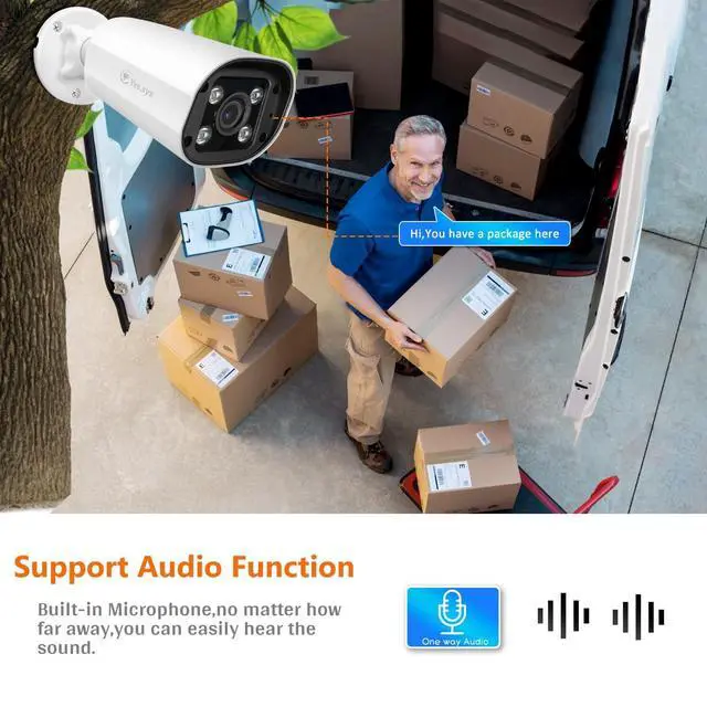 Alt view image 4 of 5 - Eyessys 4MP 2.8mm Wide Angle Lens 1440P IP Bullet Security Camera Color Night Vision PoE with Microphone(Audio), 24/7 Full Time Smart Dual Light LED, Weatherproof IP66 Compatible with NVR/RTSP, White