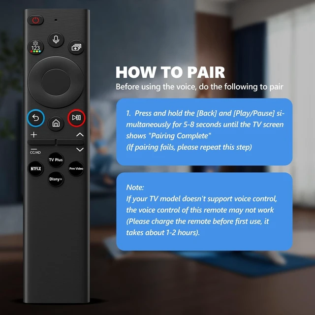 Alt view image 4 of 5 - PZL Replacement BN59-01385A Solar Voice Remote for Samsung Smart Frame TV Remote Control, Compatible with Samsung 2021-2023 Neo LED 4K Crystal UHD Ultra HD TV