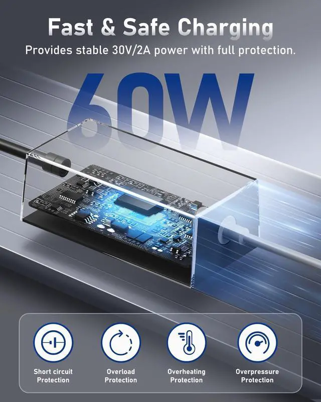 Alt view image 3 of 5 - Starlink Mini Power Supply with 1.8M AC Cord 30V 2A 60W Upgraded Replacement AC Charger, Fast Charging Power Adapter Compatible with Starlink Mini DC to DC Cable for Home, RV, Camping & Outdoor Use