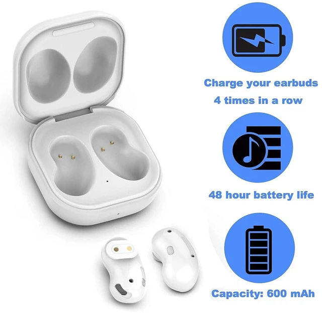 Alt view image 2 of 5 - Replacement Earbuds Charging Case Fast USB-C Charging for Samsung Buds Live SM-R180, White with LED Indicator, 600mAh Portable Charger