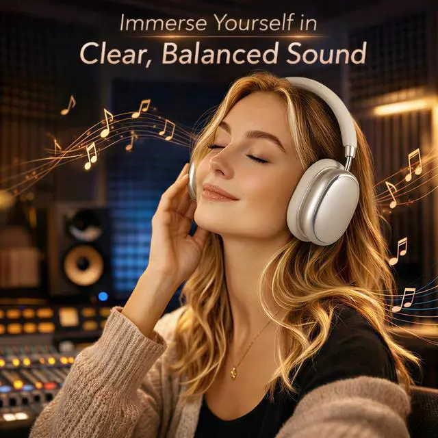 Alt view image 4 of 5 - FOFUN NC95 Hybrid Active Noise Cancelling Headphones with Knob Control, 120H Playtime Over Ear Headphones Wireless Bluetooth 6.0, App Control, Hi-Res Audio, Comfort Fit, Clear Calls for Travel/
