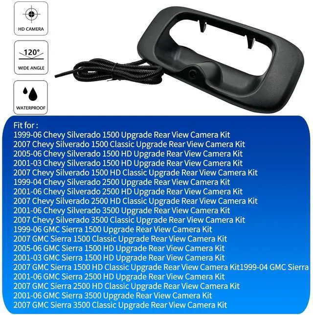 Alt view image 4 of 5 - wzruiqipei Rear View Camera Car Backup Tailgate Handle Camera Compatible with Chevy Silverado GMC Sierra 1500 2500 3500 1999-2006 Tailgate Door Handle Replacement Camera