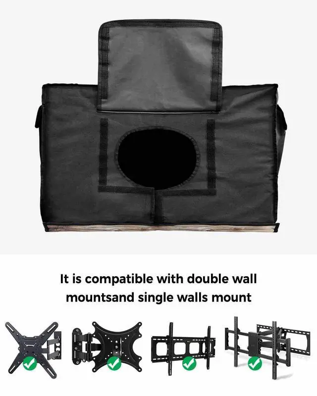 Alt view image 4 of 5 - DecorLovee Retro American Flag Outdoor TV Cover 52 to 55 Inches Weatherproof & Waterproof, Blue Red USA Flag Outdoor TV Enclosure with Remote Control Pocket, Eagle TV Screen Protectors for Outside TV