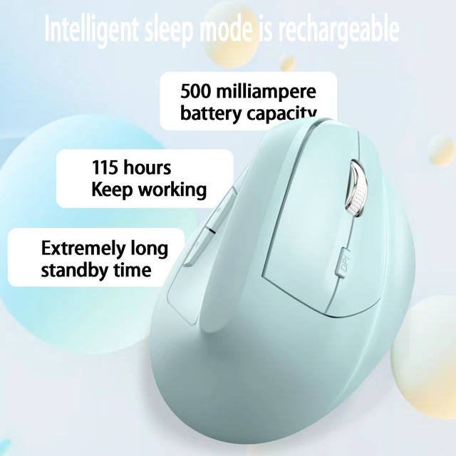Alt view image 2 of 5 - MODIDSTU Ergonomic Vertical Mouse Wireless, Rechargeable Ergo Mouse for Carpal Tunnel Relief, 3200DPI Adjustable, 6 Buttons for PC/Laptop/Mac/Windows (Aqua Green)