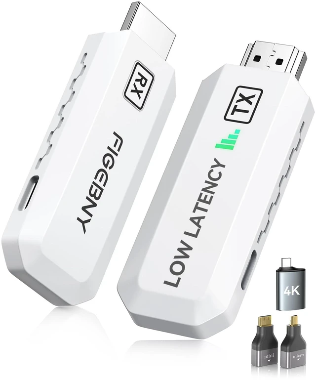 Main image of FIGEBNY Wireless HDMI Transmitter and Receiver 4K Decode 1080P Output Ultra Low Latency, Plug&Play 2.4G/5G Portable Extender, 165FT HD Display Adapter for TV Box/PC/Laptop/Projector/DV/Camera W