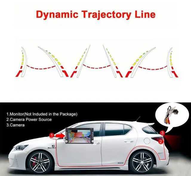 Alt view image 3 of 5 - Vlicevrn HD Fisheye Vehicle Car Rear View Camera Fixed Parking Line Night Vision Backup Parking Camera for Honda Accord/Honda Civic VII VIII MK7 MK8 MK9 / Honda City 4D (Golden Fisheye Dynamic)