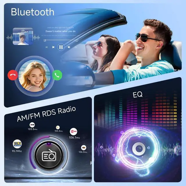 Alt view image 3 of 5 - Driauto Single DIN Touch Screen Car Stereo with Wireless Carplay and Android Auto, 6.5 Inch Incell Screen Car Radio with Bluetooth 5.2 Mirror Link FM/AM/RDS EQ Steering Wheel Control USB+ Backu