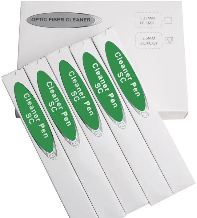 Main image of USON Fiber Optic Cleaning Pen - 2.5mm Ferrule Cleaner for SC/FC/ST Connectors, 800+ Cleans, 184 Rotatable Retractable Anti-Static Fiber Optic Connector Cleaner for Single/Multi-Mode Patch Cords 5pc