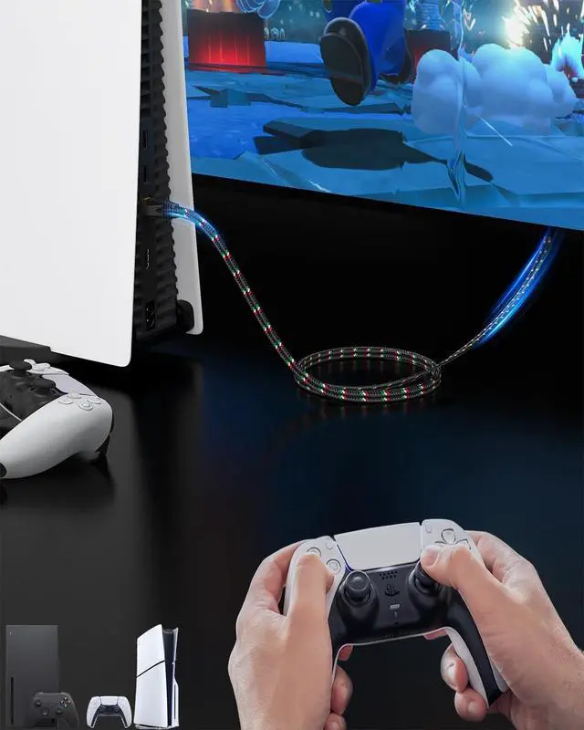 Alt view image 3 of 5 - SNANSHI Cat 7 Ethernet Cable 100 ft - Flat Nylon Braided Desig, Easy Installation and Durability 10Gbps, Shielding Internet Cable with Gold-Plated RJ45 Connectors for Home, Office & Gaming