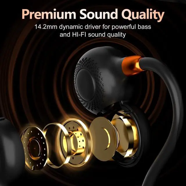 Alt view image 3 of 5 - Ortizan Open Ear Headphones, Bluetooth 5.3 Wireless Air Conduction Headphones Sport Earbuds, Premium Sound, IPX6 Waterproof, Clear Call, 19g Lightweight Earphones for Running Cycling Workouts (