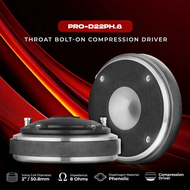 Alt view image 3 of 5 - DS18 PRO-D22PH.8 2" Throat Bolt-On Compression Driver 640 Watts Max Power with 2" Phenolic Voice Coil 110 dB, Pro Car Audio High Efficiency, Compression Horn Driver - Single