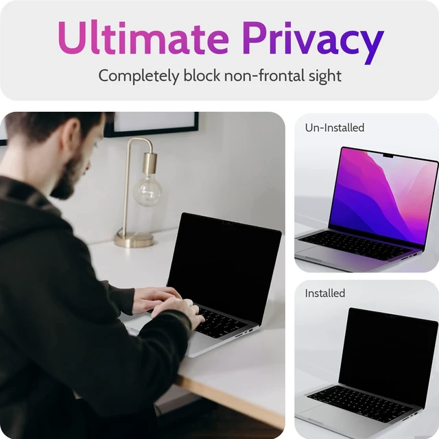 Alt view image 2 of 5 - Peslv Magnetic Privacy Screen for MacBook Pro 14 Inch (2021-2026, M1, M2, M3, M4, M5), Removable Matte Blue Light Glare Filter for Mac Pro 14.2" Laptop Computer