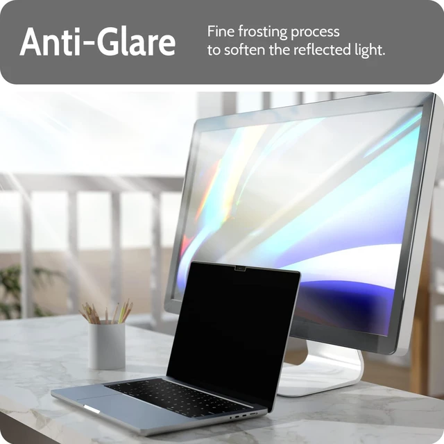 Alt view image 4 of 5 - Peslv Magnetic Privacy Screen for MacBook Pro 14 Inch (2021-2026, M1, M2, M3, M4, M5), Removable Matte Blue Light Glare Filter for Mac Pro 14.2" Laptop Computer