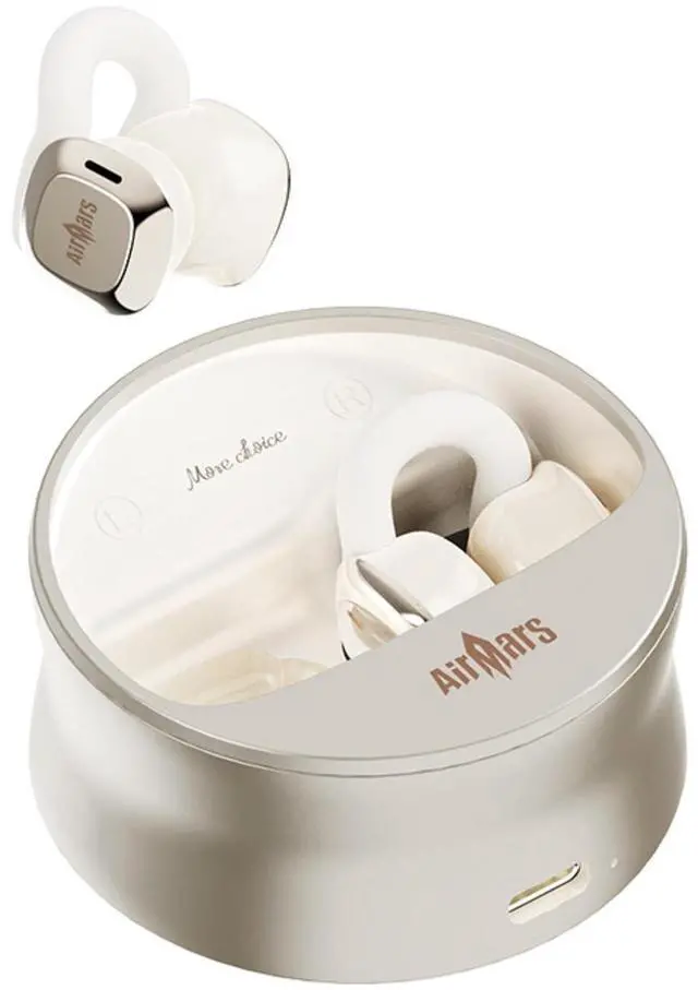 Main image of AIRMARS Open Ear Earbuds, Bluetooth 5.4, 25Hr Battery Life, Clip-On Design, 360 Sound, Compatible with iPhone Android (Champagne Gold)