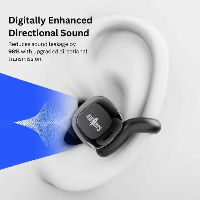 Alt view image 3 of 5 - AIRMARS Open Ear Earbuds, Bluetooth 5.4, 25Hr Battery Life, Clip-On Design, 360 Sound, Compatible with iPhone Android (Champagne Gold)