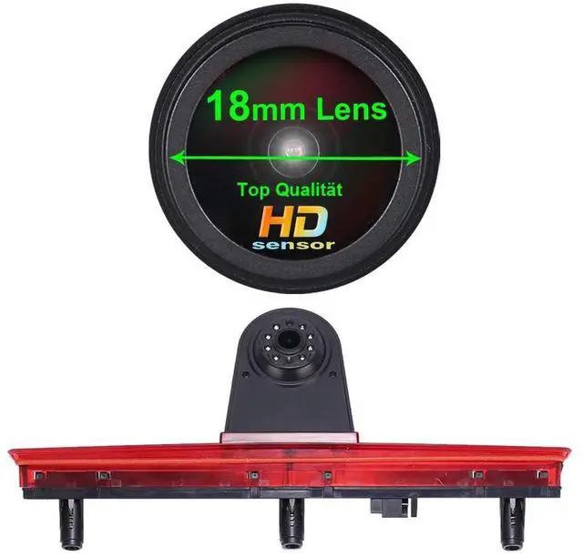 Main image of HD 1280x720 Pixels 1000 TV Lines 3rd Brake Light Reversing Camera Brake lamp Parking Camera for VW T5 Bus Transporter Multivan Caravelle Business Third Stop Light 2003-2015 Bj
