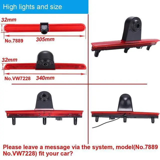 Alt view image 4 of 5 - HD 1280x720 Pixels 1000 TV Lines 3rd Brake Light Reversing Camera Brake lamp Parking Camera for VW T5 Bus Transporter Multivan Caravelle Business Third Stop Light 2003-2015 Bj