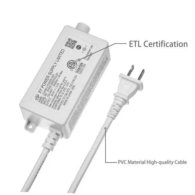 Alt view image 3 of 5 - 36V 2A Power Adapter AC Adapter XY65S-360200VQ-ZP for eufy Permanent Outdoor Lights E22