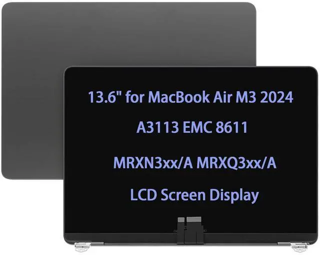 Main image of 13.6" Screen Replacement for MacBook Air M3 A3113 EMC 8611 LCD Screen Display Complete Top Assembly (Space Gray)