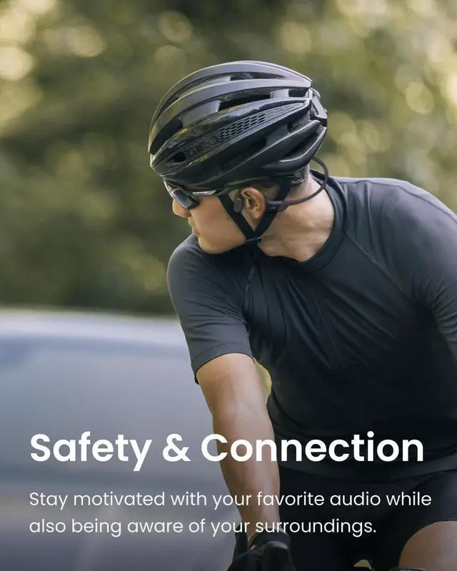 Alt view image 3 of 5 - SHOKZ OpenRun Bone Conduction Open-Ear Bluetooth Sport Headphones, Running WorkoutSweat Headband, IP67 Sweat Resistant, 8H Playtime, Mic, Black