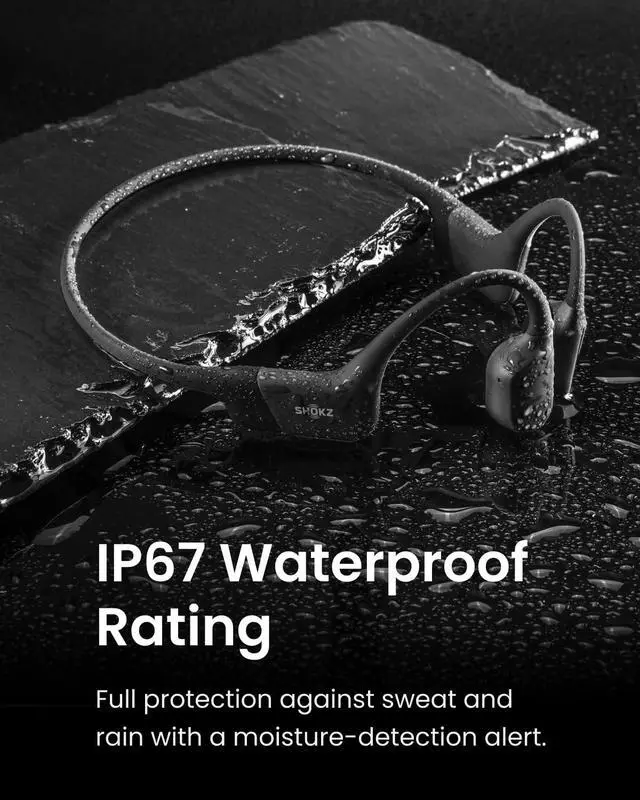 Alt view image 4 of 5 - SHOKZ OpenRun Bone Conduction Open-Ear Bluetooth Sport Headphones, Running WorkoutSweat Headband, IP67 Sweat Resistant, 8H Playtime, Mic, Black