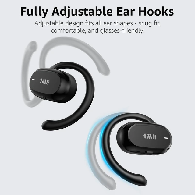 Alt view image 3 of 5 - 1Mii E35 Open-Ear Headphones, True Wireless Bluetooth 6.0 Earbuds, Adjustable Ear Hooks for All Ear Shapes, Ultra-Comfort Secure Fit, Oversized 16.2mm Drivers, 4-Mic Clear Calls, 45H Playtime