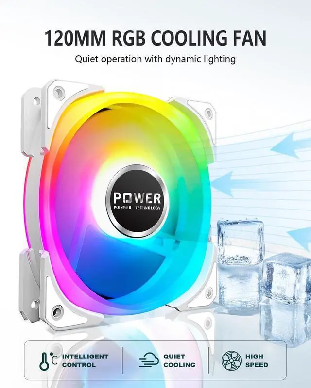 Alt view image 3 of 5 - POINWER 850W PSU Fully Modular 850 Watt Power Supply, 80 Plus Gold, Silent RGB Fan, 105C Capacitors, High Efficiency for Gaming & Workstations - White