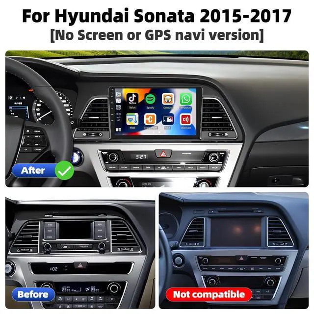 Alt view image 2 of 5 - 2+64G Android Car Stereo for Hyundai Sonata 2015-2017 with Apple Carplay Android Auto Mirror Link 9 inch Touch Screen FM RDS HiFi Bluetooth WiFi GPS+AHD Camera