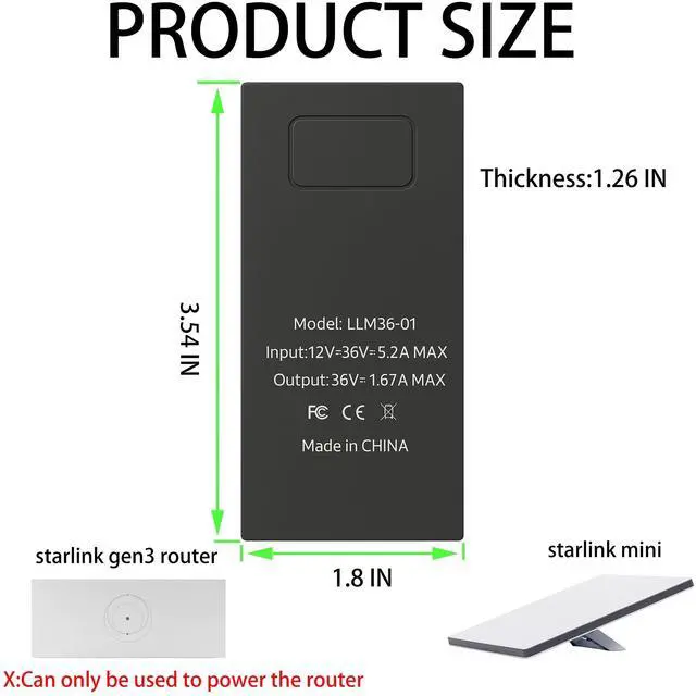 Alt view image 2 of 5 - for Starlink Mini 12V Adapter-12V/36V to 36V Input Battery Modification Converter, 100cm Cable Waterproof DC Female Port, Compatible with Max 30m/100Ft+Starlink Mini Power Cable