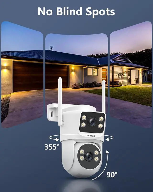 Alt view image 4 of 5 - (2026 New) 4MP Dual Lens WiFi Security Camera System, 130 Wide View + PTZ Auto Tracking, 2.4G/5.8G Dual Band, Outdoor Wireless Security Camera, Free App No Monthly Fee, Full Coverage Surveillan