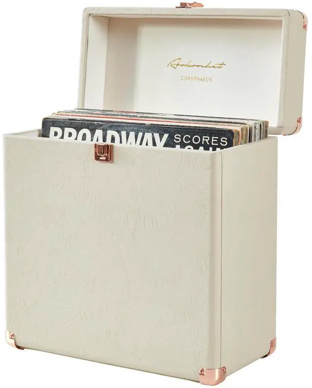 Main image of arkrocket Artemis Vinyl Record Storage and Carrying Case, Fits all Standard Records - 33 1/3, 45 and 78 RPM, Holds 30 Albums, Perfect for your Treasured Record Collection (Flora Engraved)