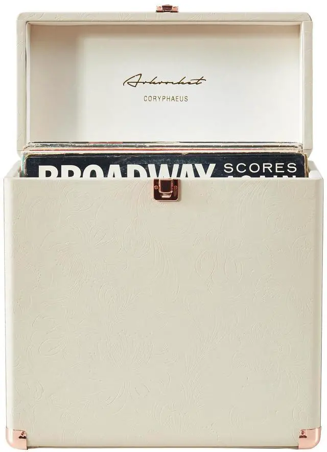 Alt view image 2 of 5 - arkrocket Artemis Vinyl Record Storage and Carrying Case, Fits all Standard Records - 33 1/3, 45 and 78 RPM, Holds 30 Albums, Perfect for your Treasured Record Collection (Flora Engraved)